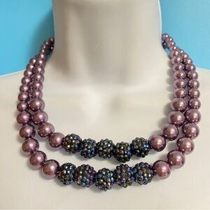 Lavender & Blue Acrylic Beads Necklace